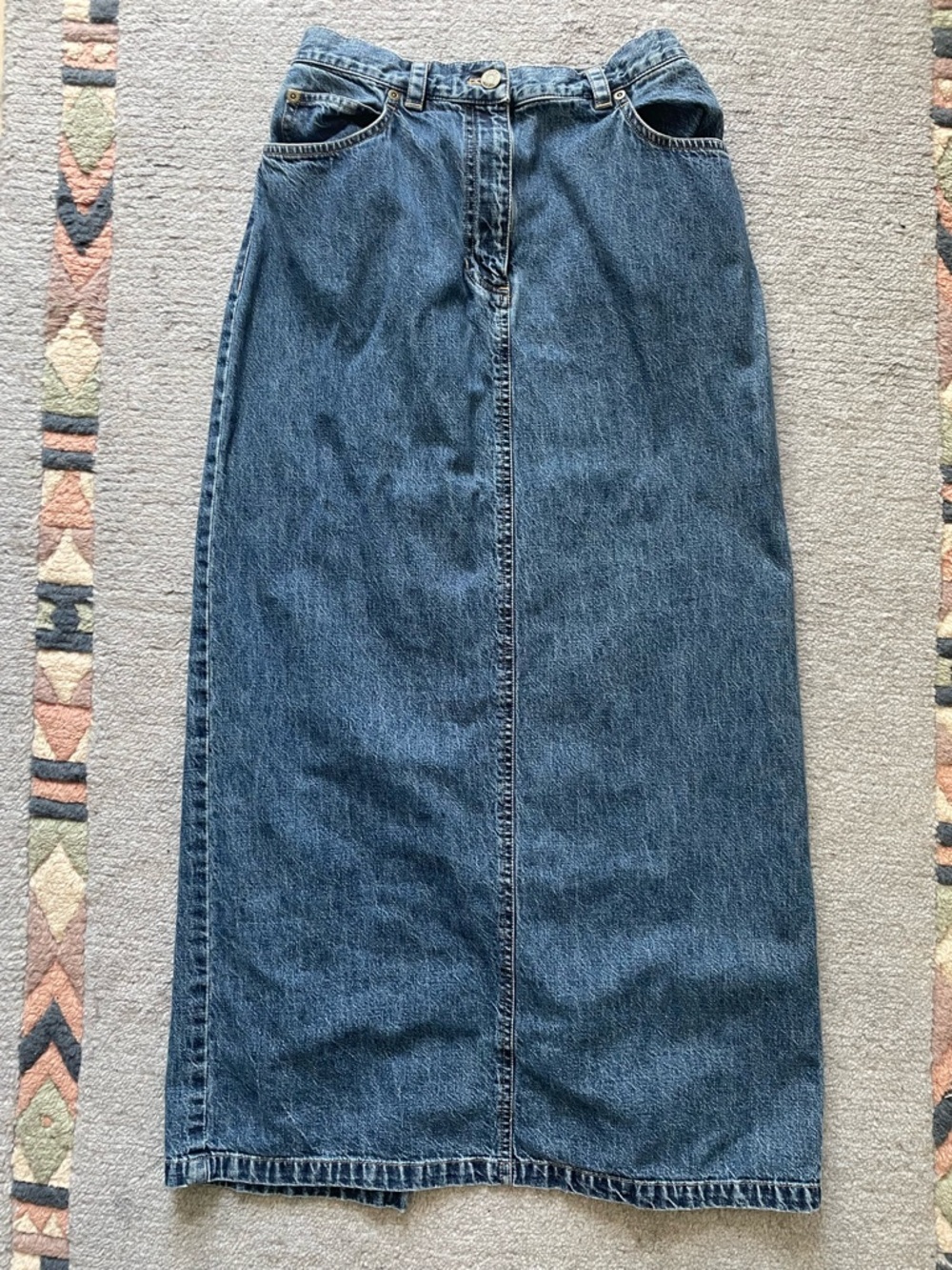 Vintage Blue Denim Maxi Skirt